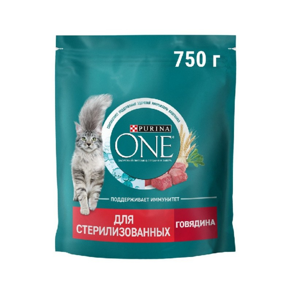 Сухой корм для стерилизованных кошек Purina ONE Говядина 750 гр