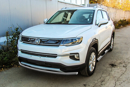 Защита переднего бампера Changan CS35Plus (2018-2023) d42 серебристая