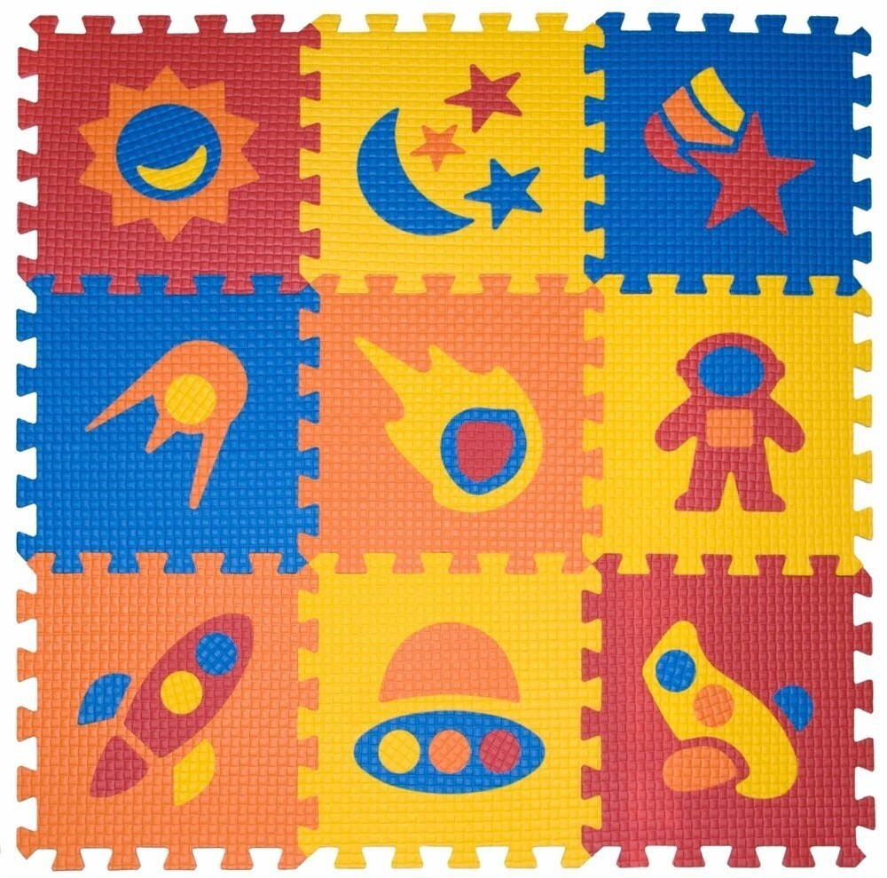 Коврик-пазл BABYPUZZ (9 плит 33x33x1см, ~1кв.м./уп) Набор космос