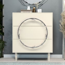 Комод Арт Колор matte Классик Сильвер с 3 ящиками Кремовый белый матовый