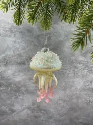 Елочное стеклянное украшение Медуза голубая 10 см., Christmas DeLuxe (87903)