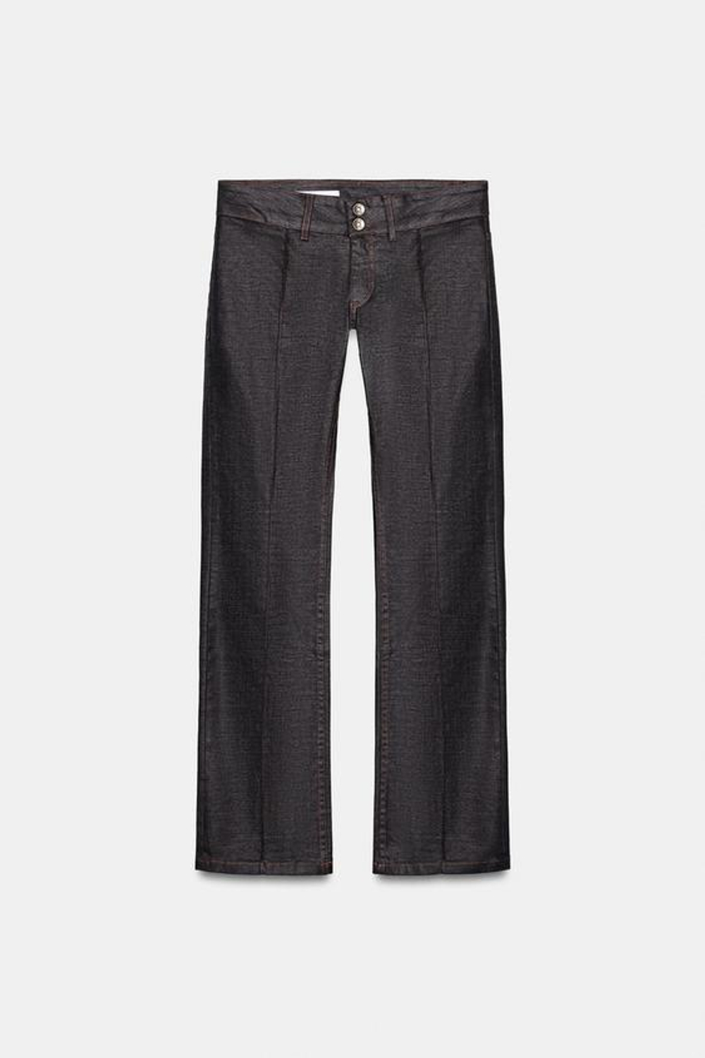 ZARA ДЖИНСЫ TRF С НИЗКОЙ ПОСАДКОЙ И ВОЩЕНЫМ ПОКРЫТИЕМ, ШОКОЛАДНЫЙ