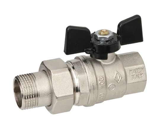 Кран шаровый Bugatti Oregon 322 1" НР/ВР американка полнопроходной ручка-бабочка