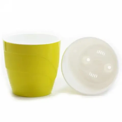 Кашпо для цветов пластиковое 2,8л d-17см «Грация» со вставкой фисташковый