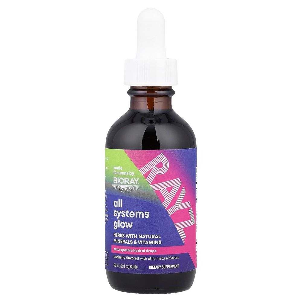 Bioray, Raz®, All Systems Glow, для подростков, малиновый вкус, 59 мл (2 жидк. унции)