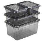 Ящик для хранения с замками КИП 1,2 л 195x145x80 чёрный прозрачный