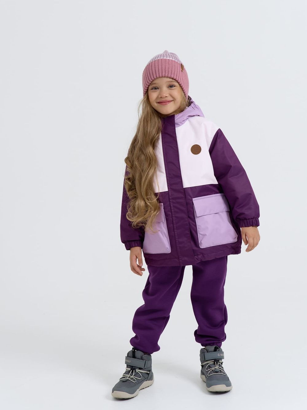 Куртка демисезонная Колор блок "Баклажан"