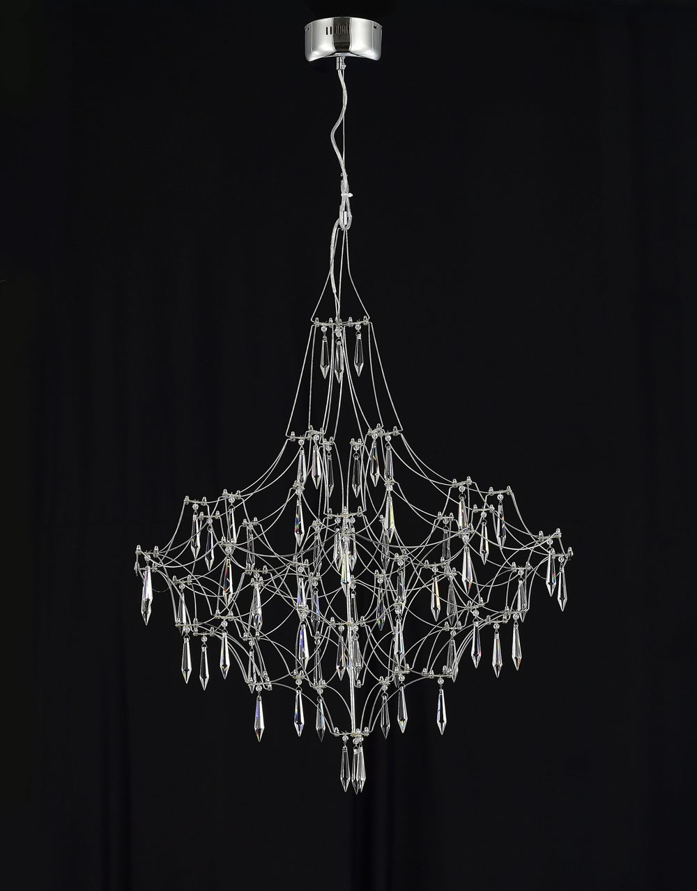 Подвесная люстра светодиодная с пультом и хрустальными подвесками Asfour MyFar Allegria MR2641-66P-76AP