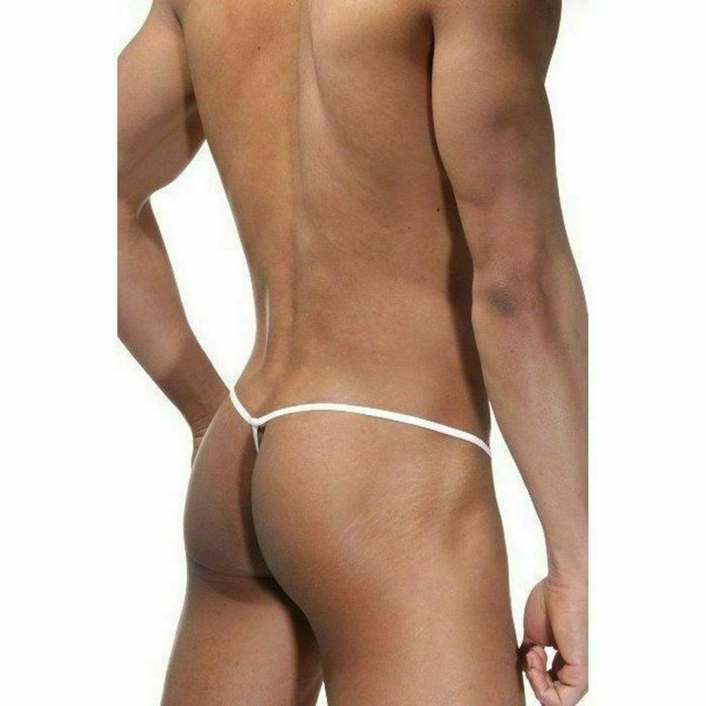 Мужские трусы стринги бело-синие La Blinque LB15108