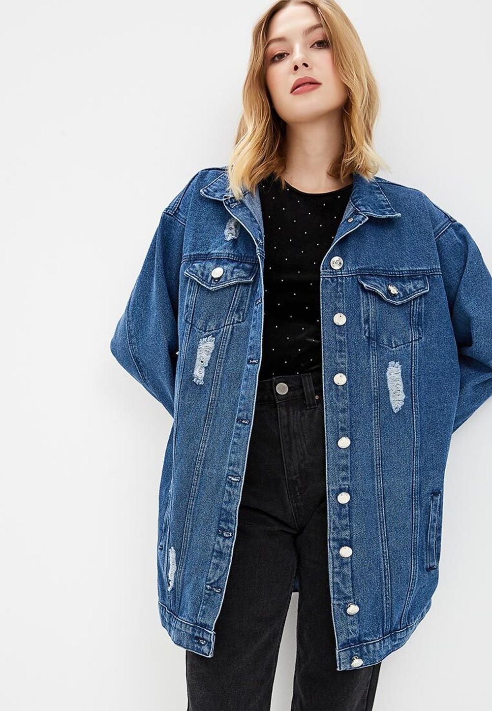 LIGVIANNI Джинсовая куртка Denim Jacket BLACK / WHITE