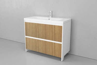 Тумба напольная VELVEX Klaufs 100.2Y шатане-белый с раковиной Velvex Mario 100