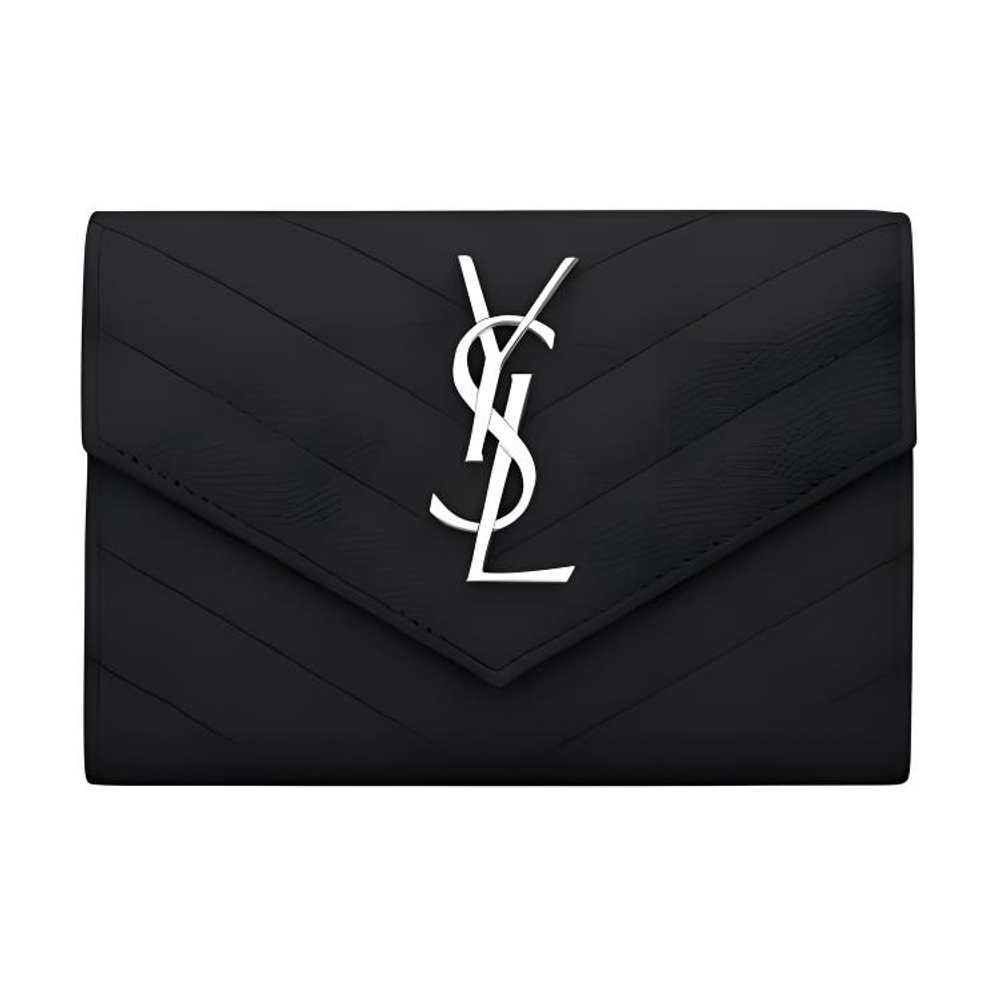 SAINT LAURENT Quilted Leather Envelope Wallet Small Women"s Black
