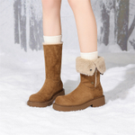 JOSINY Northeast Insulated Shoes Snowfield Outerwear, Knee High Boots Heel Height 4.8cm Women"s Camel