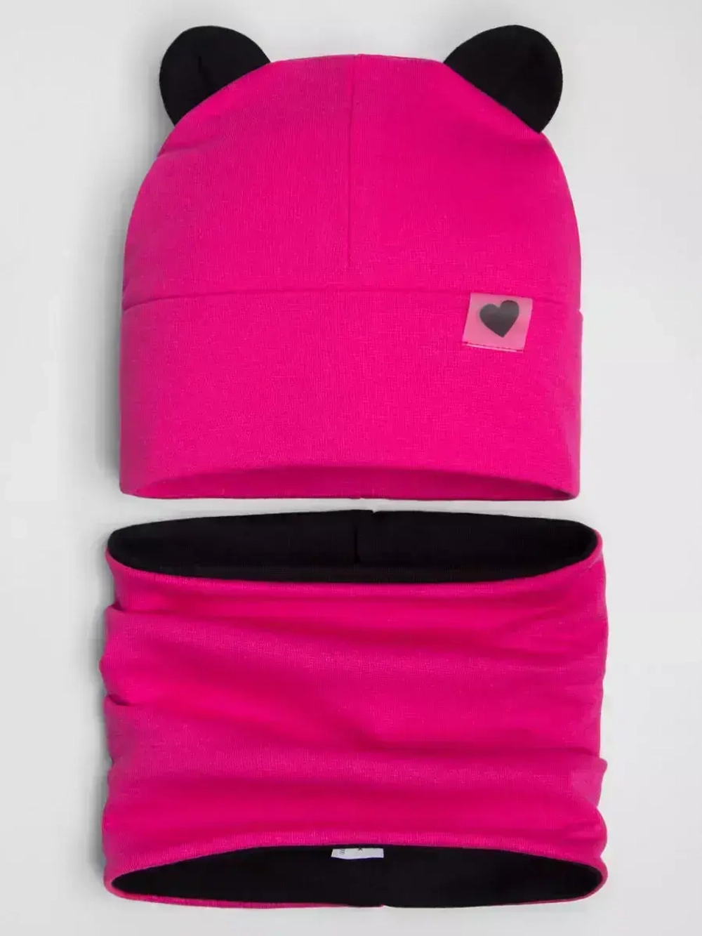 Шапка для девочек осенняя, с ушками и снудом