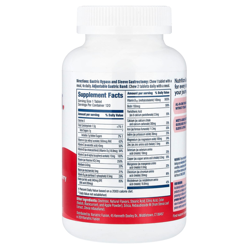 Bariatric Fusion, мультивитамины, со вкусом клубники, 120 таблеток
