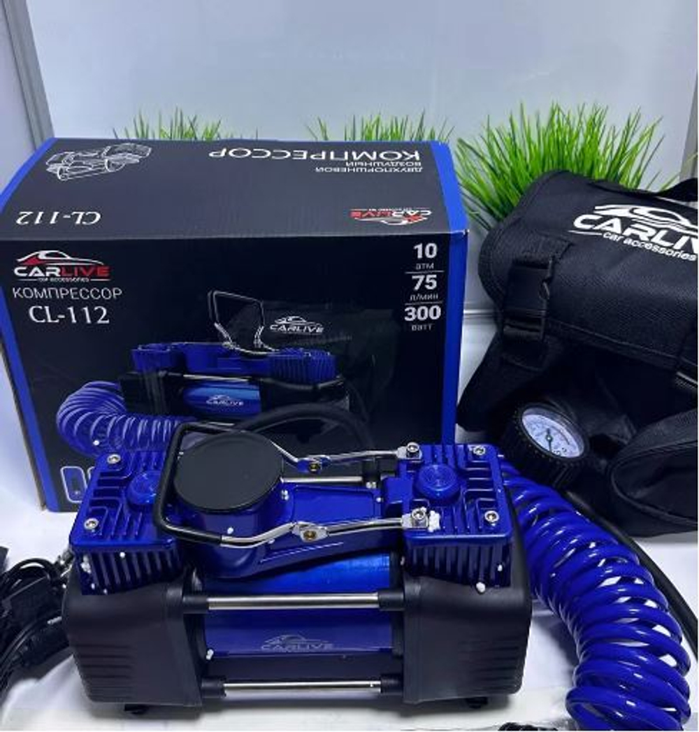Компрессор автомобильный 2-х поршневой 300Вт CarLive CL-112