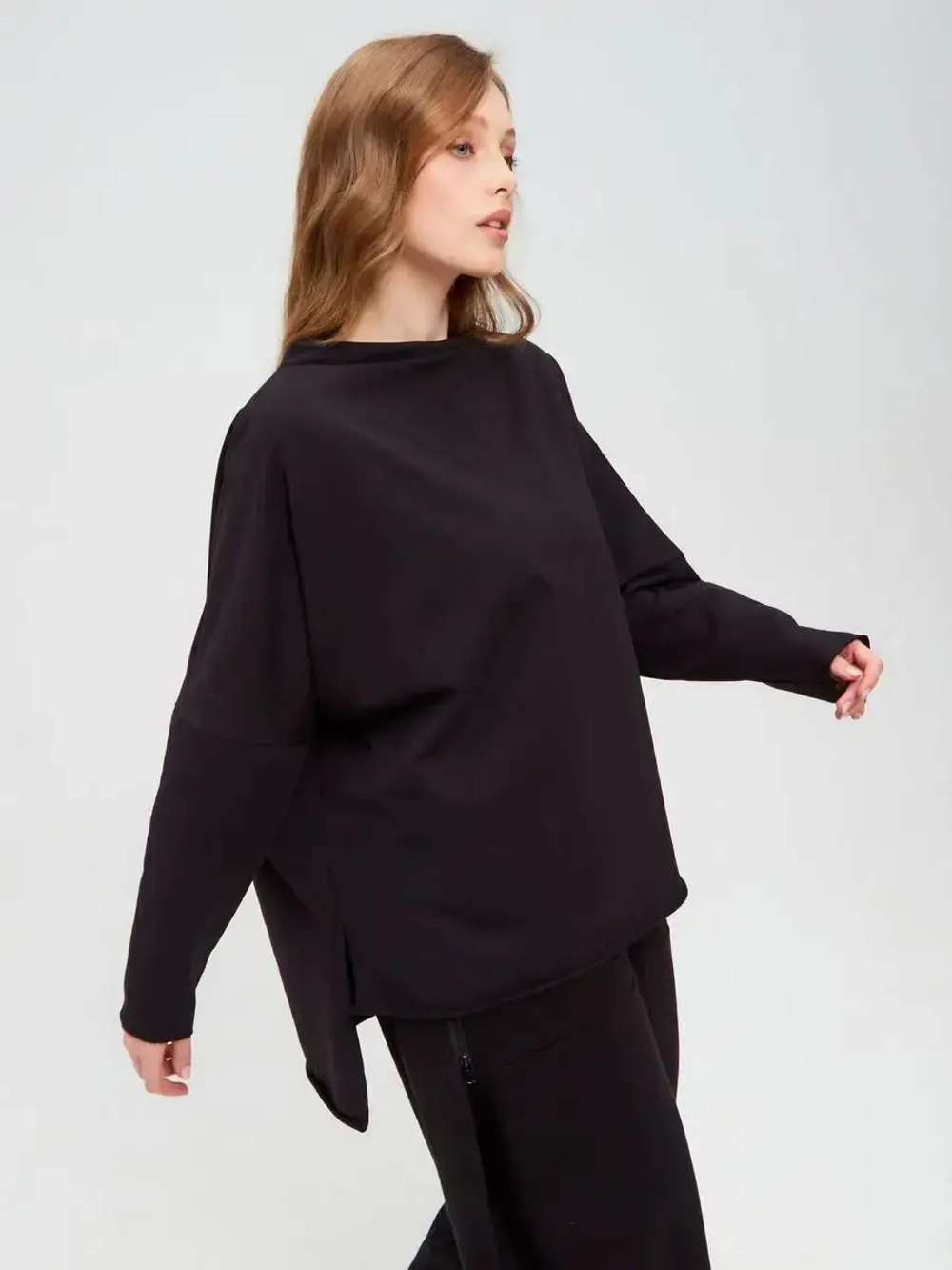 Свитшот оверсайз удлиненный черный