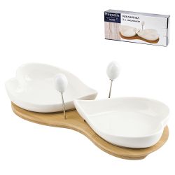 Менажница 2х секционная с вилками " " 25*10,5*9см.(подарочная упаковка)