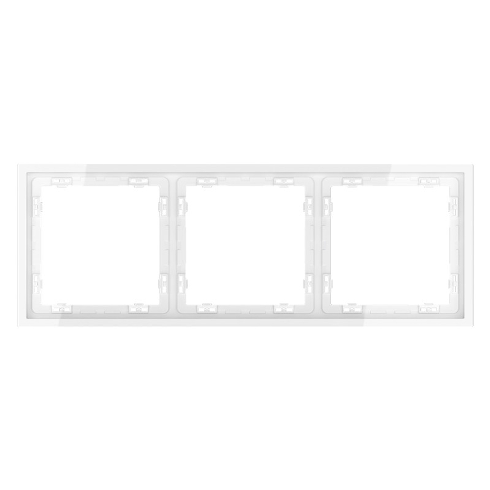 Рамка пластиковая VOLTUM S70 на 3 поста, (белый глянцевый)