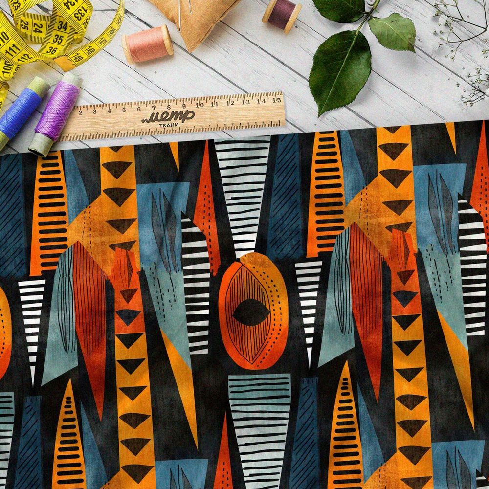 Ткань премиум интерлок этнический шик
