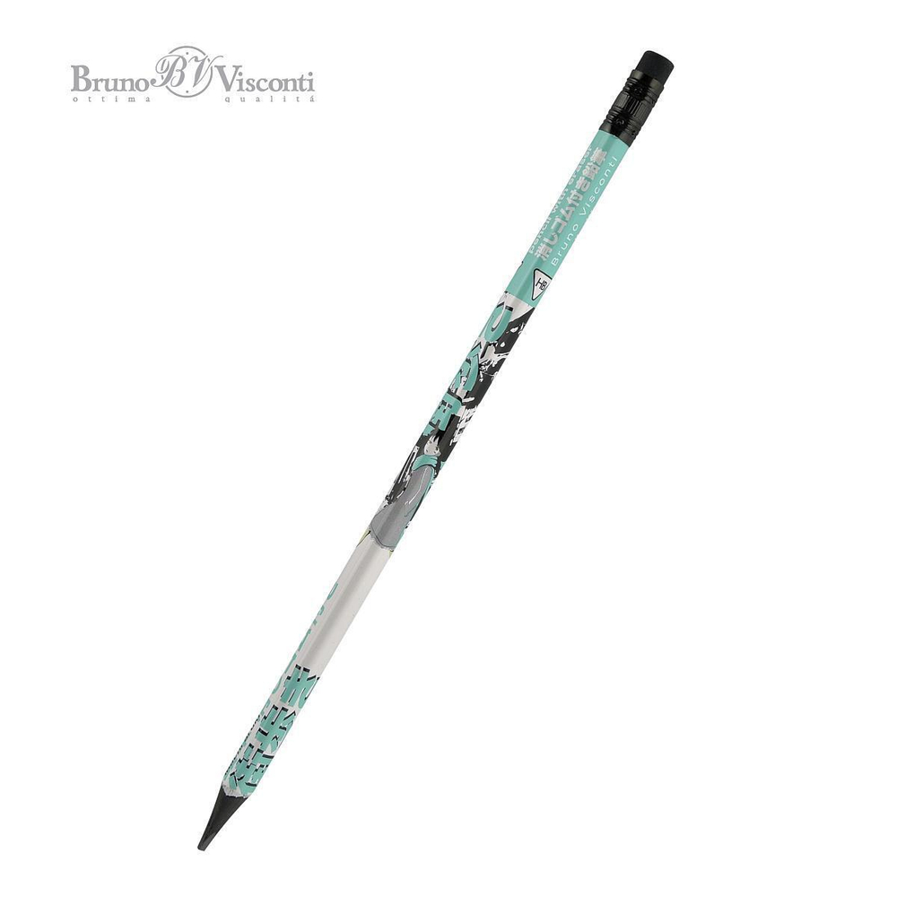 Карандаш ч/г с ластиком HB, пластиковый корпус "Manga Anime. City" (BrunoVisconti)