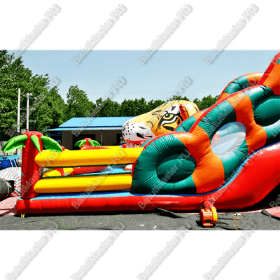 Большая надувная горка "Кобра эконом с роботом", 12*11*7 м