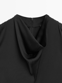 Massimo Dutti Комбинезон из струящейся атласной ткани, черный