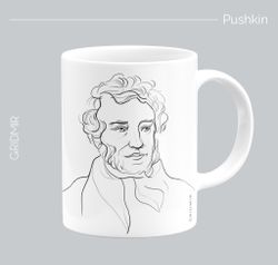 Кружка с принтом минимализм "Пушкин"