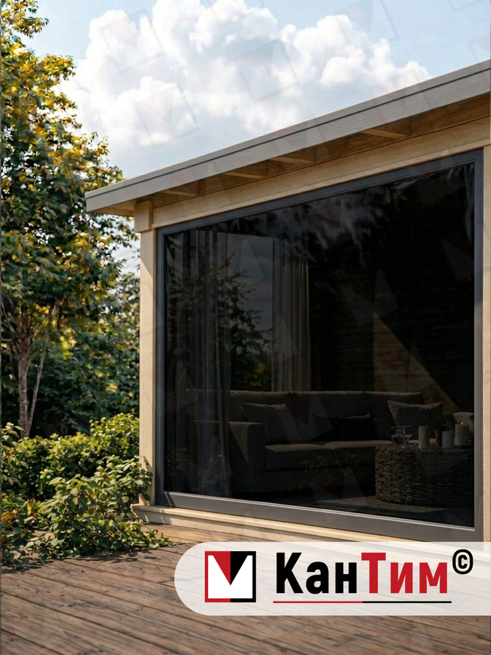 Мягкое ПВХ-окно 700 мкм | Тёмно-серая окантовка | Чёрный люверсы |  Поворотная скоба | Тонированный ПВХ | Ширина: 105 см Высота: 80-350 см