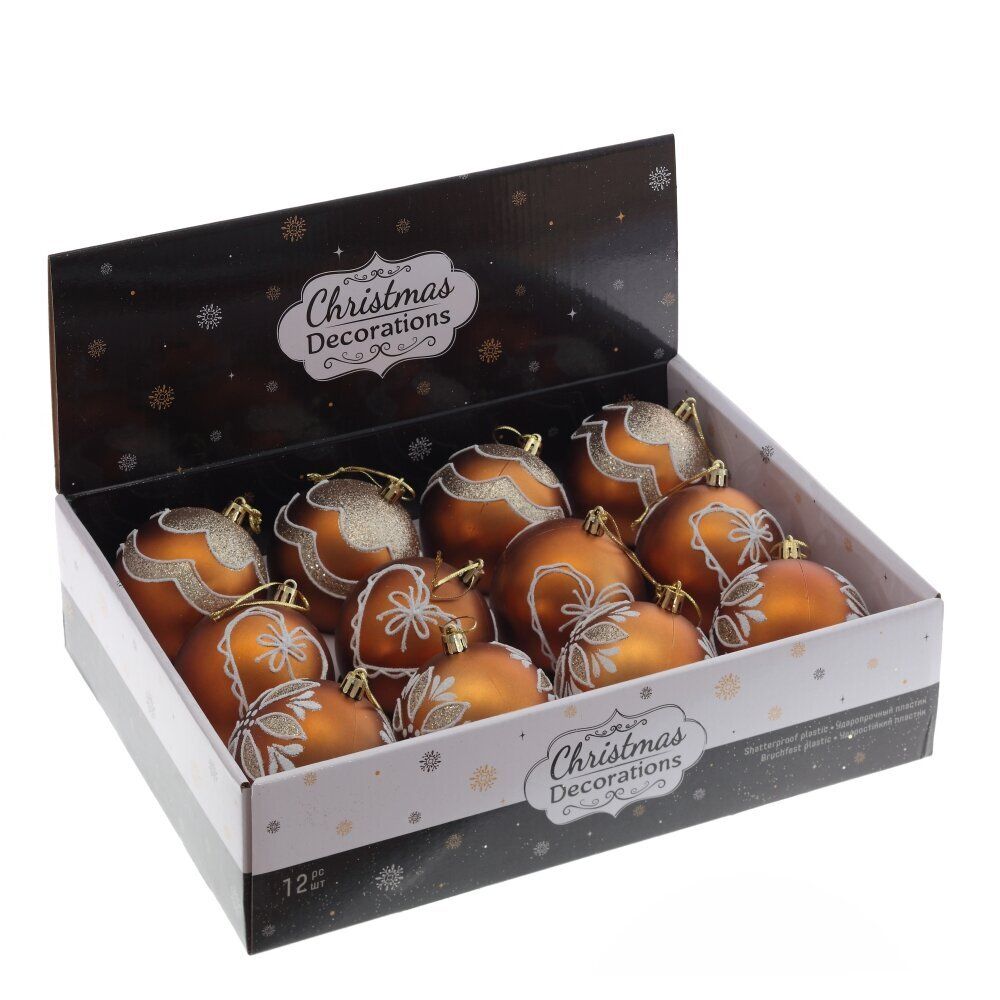 GAEM Набор из 12шт Украшение новогоднее "Шар", D 8 см, L35 W27 H8,5 см