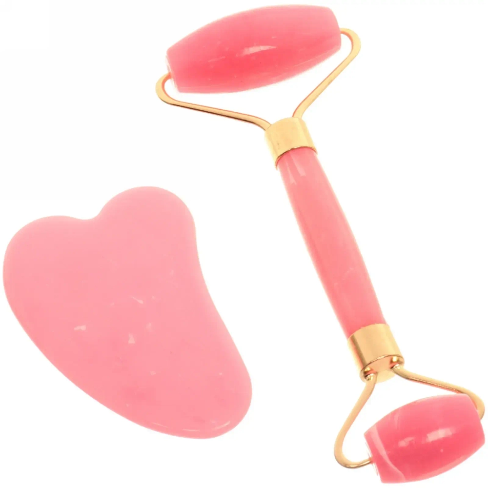 Массажер для лица и шеи декольте и скребок «Gua sha», цвет розовая вуаль