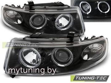 Передние фары Seat Leon 1/Toledo 2 angel eyes black