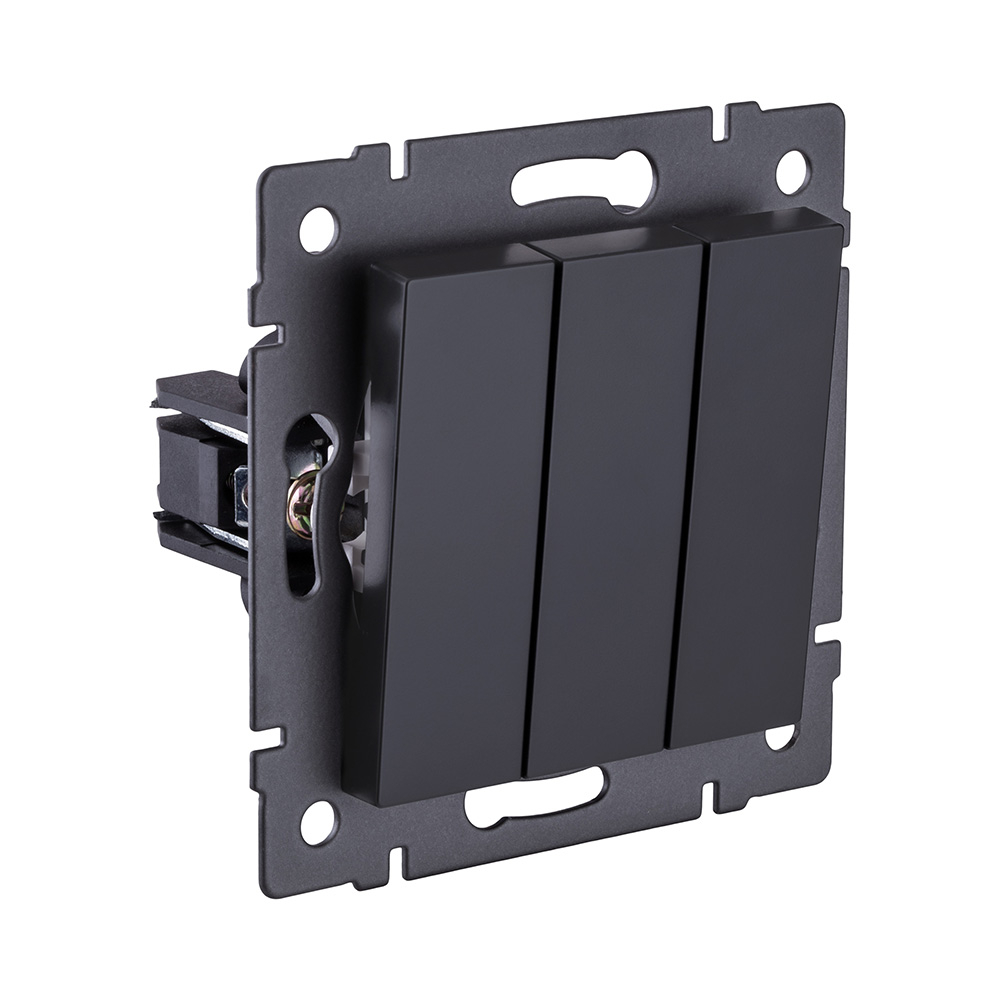 Выключатель 3-клавишный 10А/250В, черный матовый Kollinger REA-S-012BM для Aspekt, Eleganz, Reflex