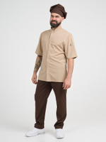 Бежевая мужская рубашка-китель "Мир" для повара и кондитера NVDesign