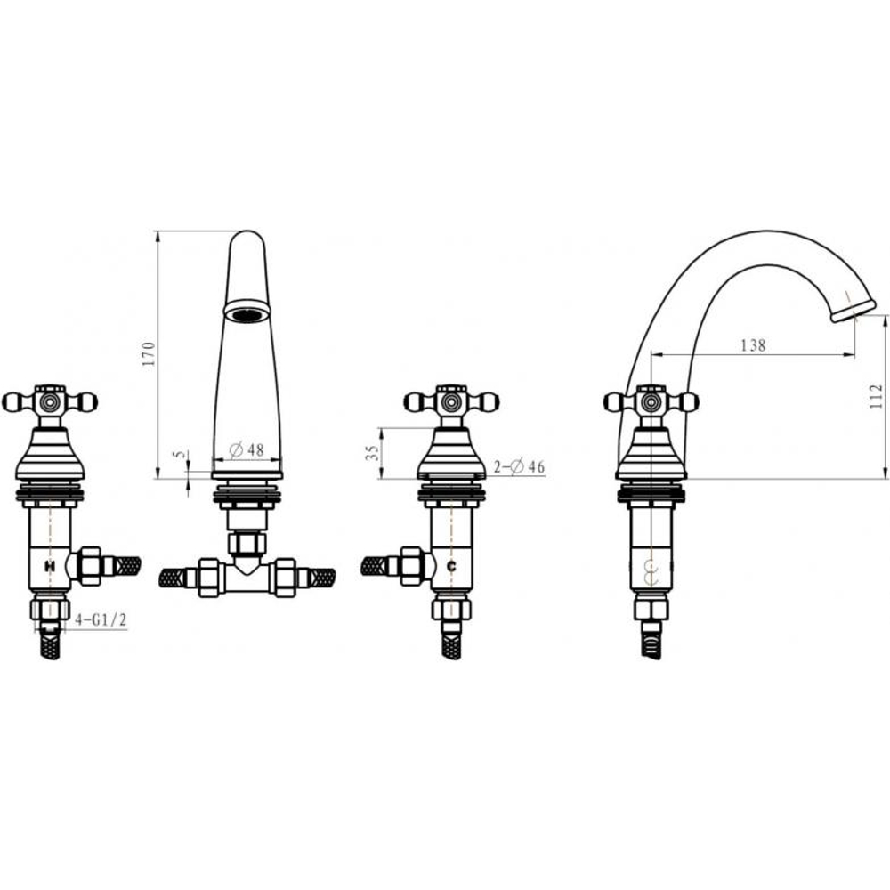 Смеситель для раковины Boheme Satine 277-ST