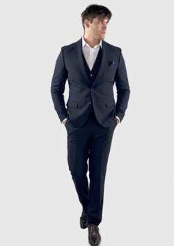 Мужской костюм тройка (темно-синий) Б44