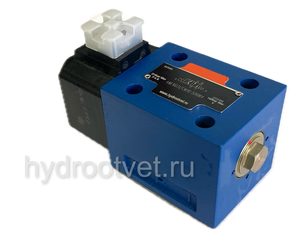 4WE10VA31/CW110-50N9K4 - Гидрораспределитель золотниковый Ду 10 с электроуправлением W110, схема VA (124-1), возврат - пружинный