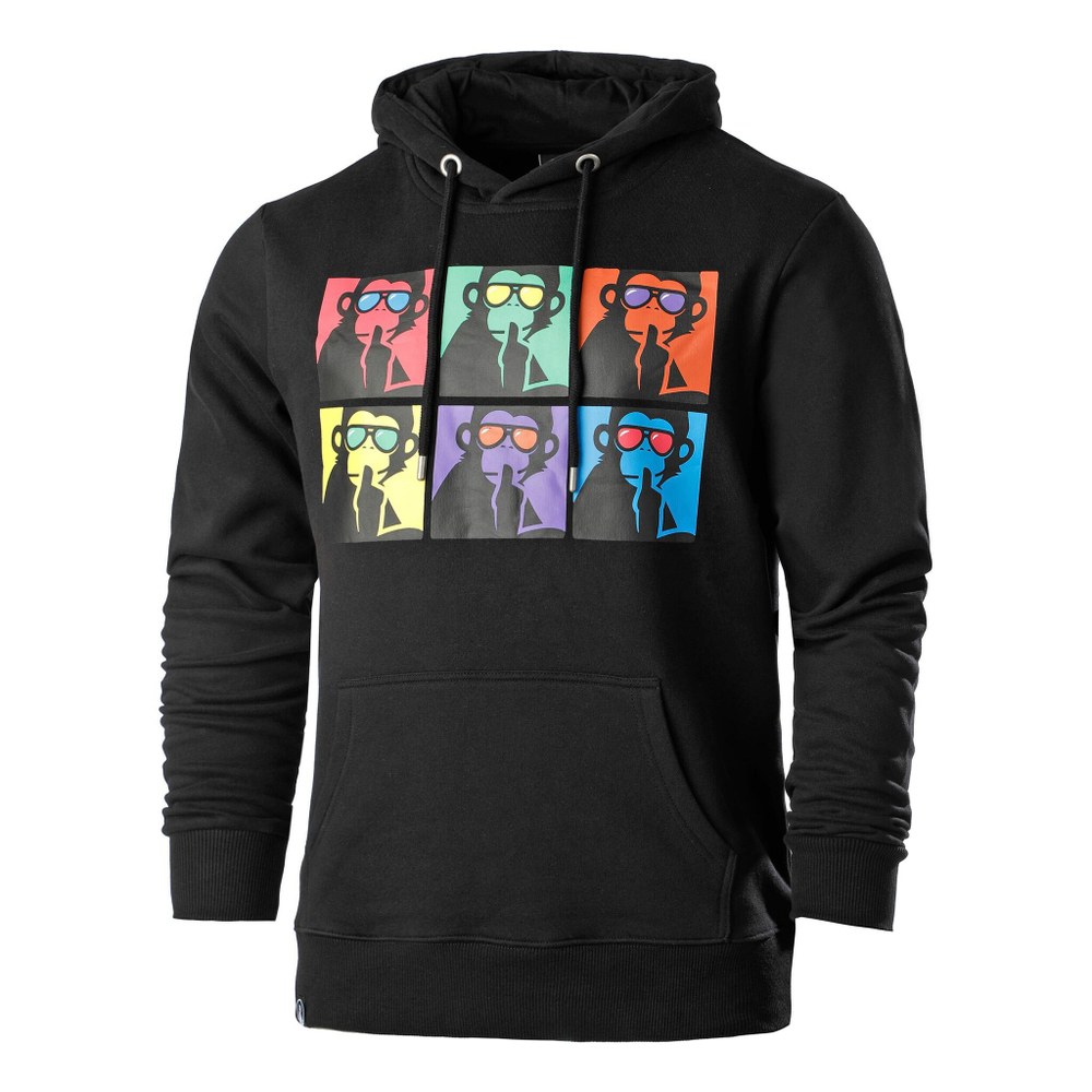 Мужская кофта теннисная Quiet Please Overruled Monkey Hoody Men - Black, Multicoloured