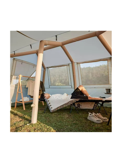 Палатка Naturehike Village 8.5 AIR 4-местная, надувной каркас, бело-коричневая