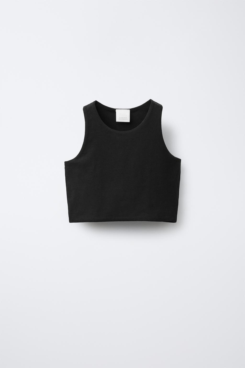 ZARA УКОРОЧЕННЫЙ ТОП НА БРЕТЕЛЯХ, ЧЕРНЫЙ