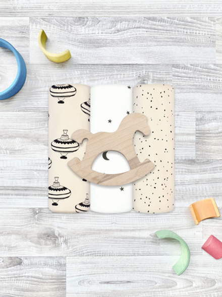 Сет из 3х пелёнок Mjölk Юла/Ночное небо/Шоколадная крошка