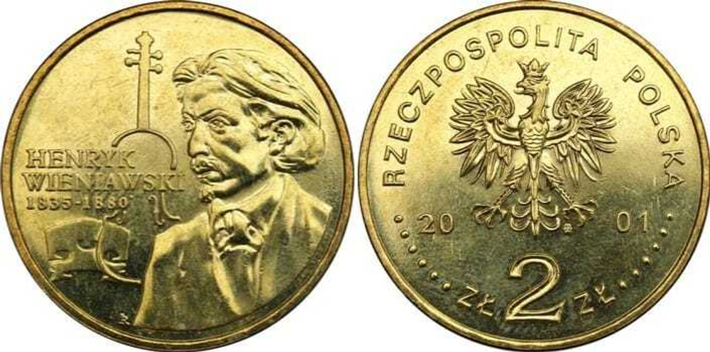Польша 2 злотых, 2001 XII Международный конкурс скрипачей имени Генрика Венявского