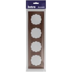 Рамка для розеток и выключателей Intro Accent 6-504-10 на 4 поста, СУ, венге | Intro