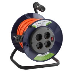 Удлинитель силовой ЭРА RPx-4es-3х0.75-30m на пластиковой катушке c заземлением 4 розетки 30м ПВС 3х0.75мм2 | Силовые удлинители