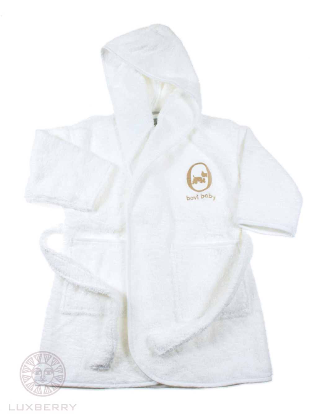 Халат детский с капюшоном Bovi Собачки белый-бежевый Португалия