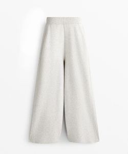 OYSHO Прямые брюки с резинкой по бокам, серый меланж