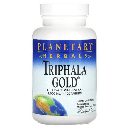 Для пищеварительной системы Planetary Herbals, Triphala Gold, здоровье желудочно-кишечного тракта, 1,000 мг, 120 таблеток
