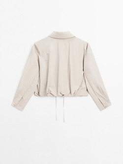 Massimo Dutti Бомбер со швами и сборкой, экрю