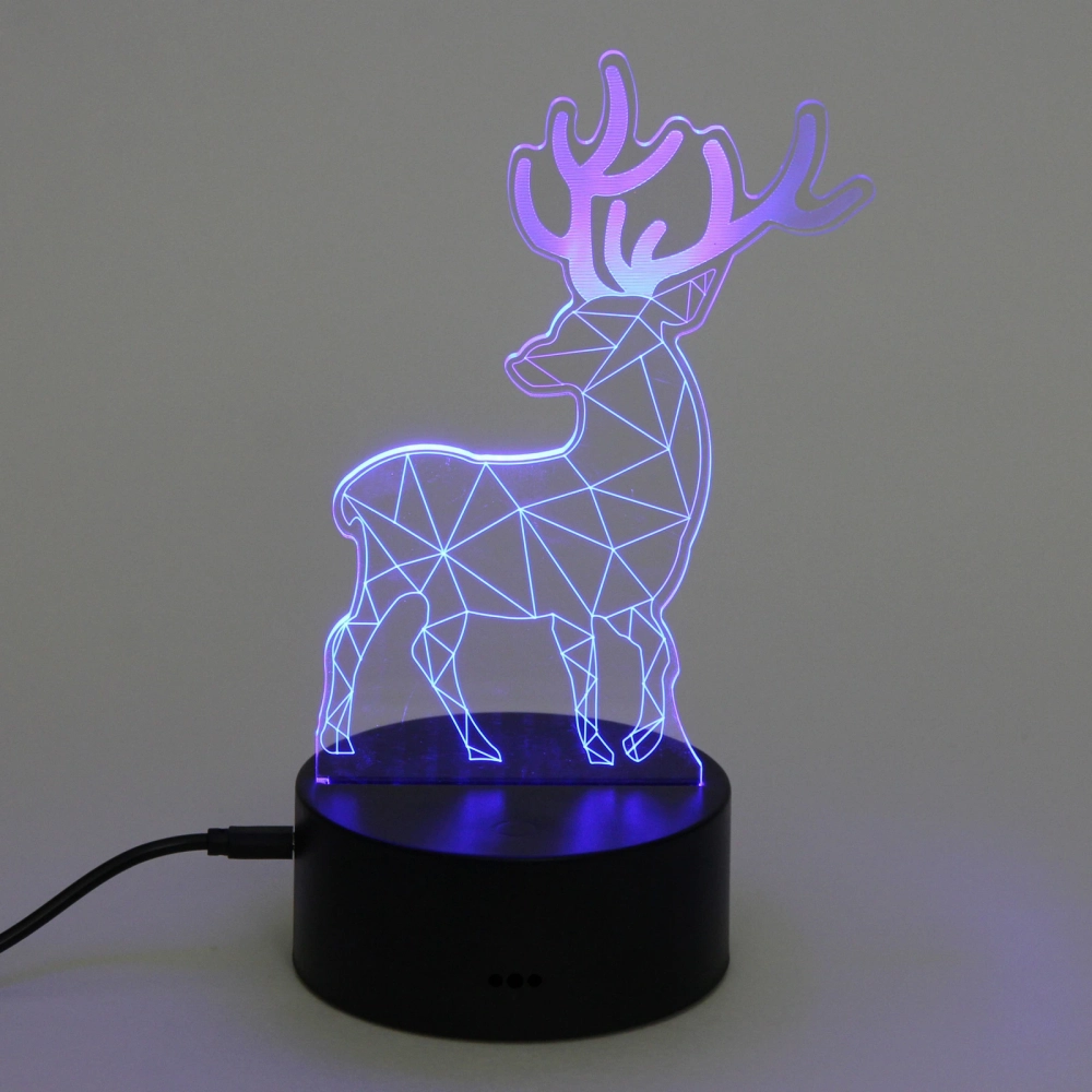 Светильник ночник «3D-Олень» на пластиковой подставке, с включателем USB