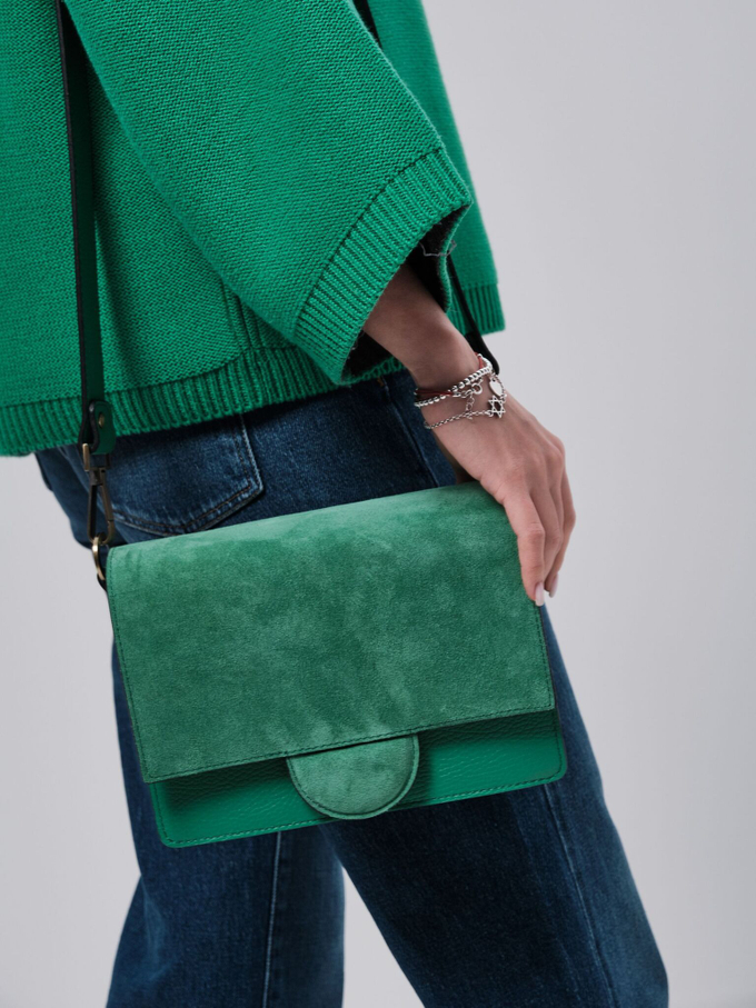 Сумка замшевая через плечо зеленая